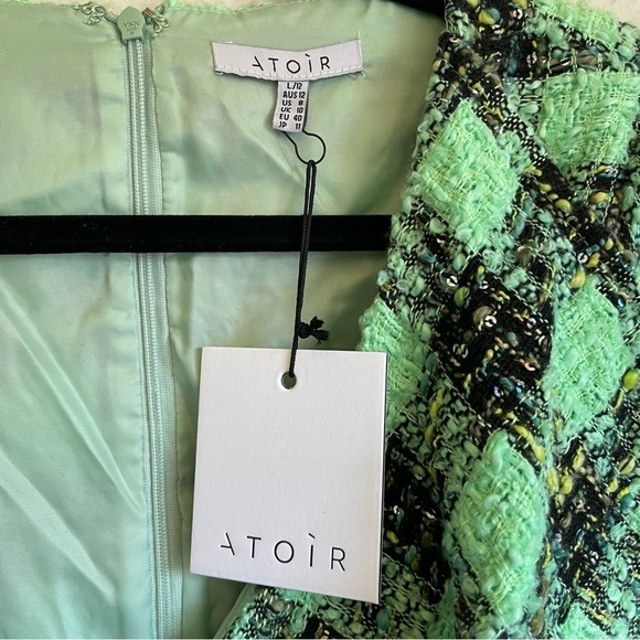 Atoir Leave Me Be Plaid Ruffle Tweed Mini Dress in Aspen Green Size 12 NWT - Picture 9 of 13
